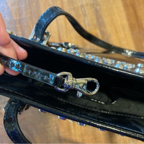 Michael Kors Black Patent Leather Rhinestones Studded Tote good used condition - Picture 7 of 15